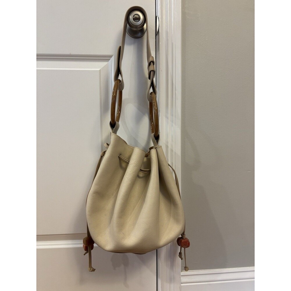 Ulla Johnson Piera Hobo Bag Bone White Cream Leather Purse Beaded Strap